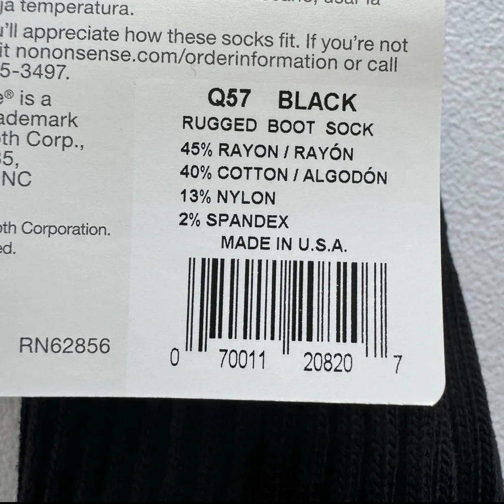 No Nonsense Below‎ The Knee Rugged Boot Socks Black 4 Pairs Womens Size 4-10
